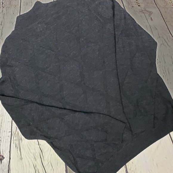 ALEX CANNON Men's 1/4 Zip Gray Argyle Wool Sweater - Picture 5 of 7